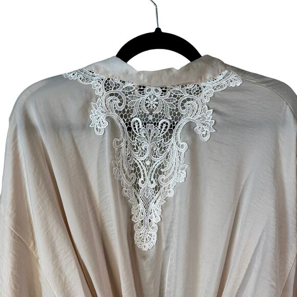 In Bloom by Jonquil Women's Philipa Lace Trim Satin Wrap Robe Cameo Size XL - Picture 9 of 12